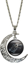 1 Wolf Head Moon Crescent Glass Cabochon Pendant Necklace #1 - £10.38 GBP