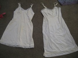 Vintage 60&#39;s 70&#39;s Sears Pennys Gaymode White Nylon Babydoll Slip Lace Short S 34 - £21.00 GBP