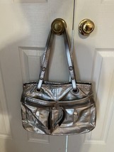 B Makowsky Silver  Leather Double Strap  Women Bag - £27.75 GBP