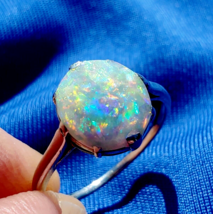 Earth mined Opal Australian Engagement Ring Vintage Art Deco Platinum Solitaire - $152,028.07 MXN