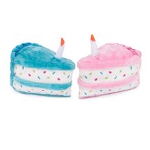 Dog Toy Tasty Slice of Delicious Puppy Approved Birthday Cream Cake Pink or Blue - £12.00 GBP+