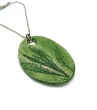 Green Lavender Leaves Pendant Necklace For Women, Plant Lover Gift, Statement - £54.02 GBP