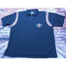 Harley-Davidson Men&#39;s 2XL Polo Shirt Black &amp; Orange Cotton/Polyester Leg... - $24.14