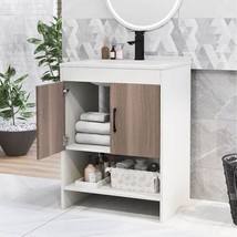 Modern White and Grey Wood Finish Bathroom Vanity with Sink and Faucet - $9,122.00 MXN