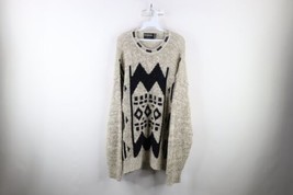 Vintage 90s Streetwear Mens Large Abstract Chunky Ribbed Knit Crewneck Sweater - £46.62 GBP