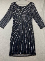 J Kara Women Sheath Dress Size 8 Navy Beaded Sequin Formal Wedding Elegant Party - $89.99