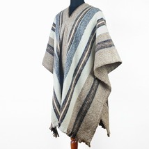 LLAMA WOOL UNISEX MENS WOMANS LONG SERAPE PONCHO PULLOVER JACKET ALL SEA... - £74.96 GBP