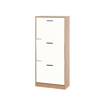Freestanding Shoe Storage Cabinet - 3 Flip Drawers, White &amp; Natural - $2,266.04 MXN