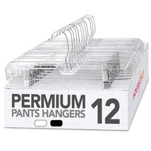 Pants Hangers 12 Pack Skirt 14 Inch Clear Hangers 360-Rotating Stainless... - $33.99