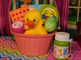 18&quot; Doll Easter Basket Yellow Duck Pink fits Our Generation &amp; American G... - £7.77 GBP