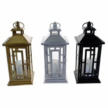 S4O 12 Inch Metal and Glass Tabletop Centerpiece Lantern with Flame-Less... - £10.98 GBP+