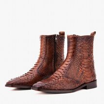 The Boss Tan Pythn Snk Zip-Up Leather Men Boot Limited Edition image 2