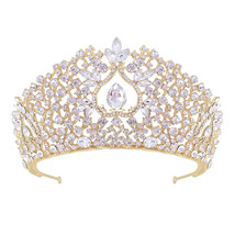 Baroque Gold/Silver Color Tiara Handmade Zircon Crown Bride Wedding Hair Accesso - £22.30 GBP