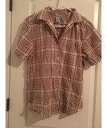Cabin Creek Men&#39;s Brown Plaid Short Sleeve Button-Up Shirt Top Size Medium - £28.72 GBP