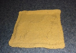 Handmade Knit Australian Shepherd Cotton Dishcloth Aussie Yellow Gift Brand New - £6.71 GBP