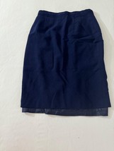 Sassco Women's Blue 100% Wool Back Zipper Pleated Front Pencil Skirt Size 8 image 6