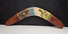 Australian Wooden Boomerang Hand Painted Aboriginal Dot Art Australia 15.5” - $11.99