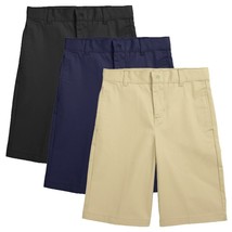 Boys Flat Front Twill Chino School Uniform Shorts Big Boys Little Boys Free Ship - £9.69 GBP