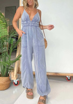 Full Size Spaghetti Strap Jumpsuit with Pockets - £40.74 GBP