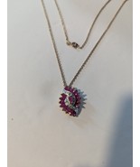 Genuine Ruby &amp; Diamond 17&quot; Pendant Necklace Stamped 925 - $478.69 CAD