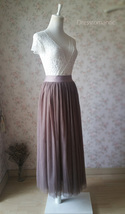 Brown Tulle Maxi Skirt Outfit Women Custom Plus Size Party Tulle Skirt image 3