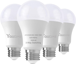 Youtime 3 Way Light Bulbs 30 70 100 Watt Equivalent Natural White 4000K, LED A19 - £17.97 GBP