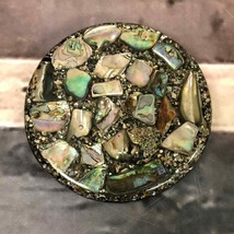 Vtg 5.5” trivet Abalone shells hot plate handmade in California Betty’s ... - $38.62 CAD