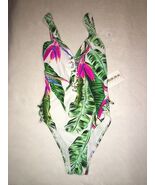 TiniBikini Tropical Lace-Up Plunge One-Piece sz xs new - $1,250.80 MXN