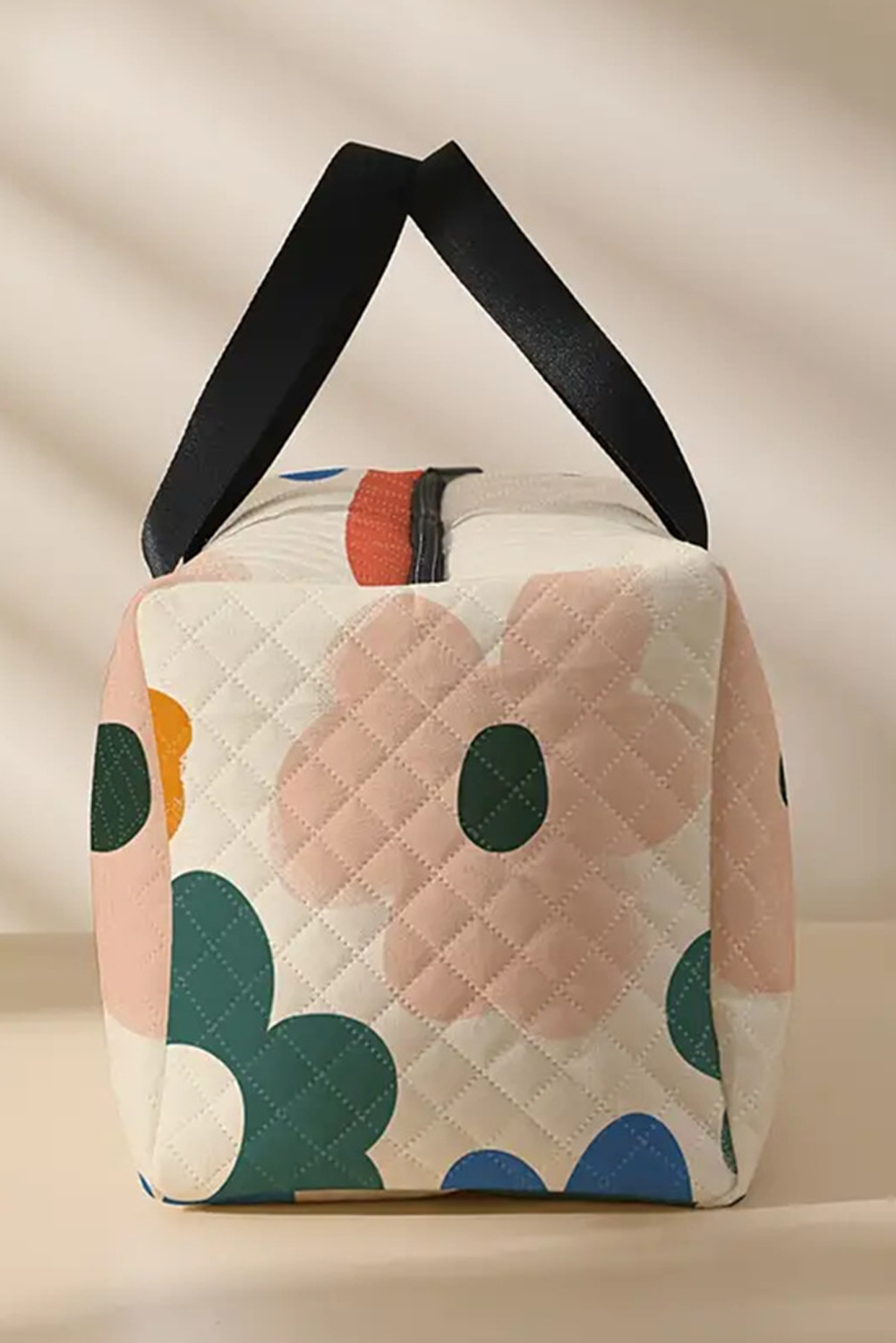 White Floral Quilted Tote Bag - $21.92