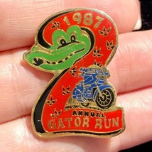 Gator Run Enamel Pin 2nd Annual Bike Motorcycle Rally 1987 Rare! - £18.65 GBP