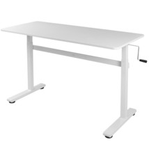 VIVO White Manual Crank Stand Up Height Adjustable Workstation with Tabl... - £288.31 GBP