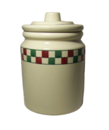 Hartstone Cookie Jar Canister Red Green Farmhouse Checkerboard Checkmate... - £17.09 GBP