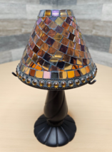 Partylite Global Fusion Mosaic Glass Candle Holder 11.5&quot; with Amber Globe - £18.50 GBP