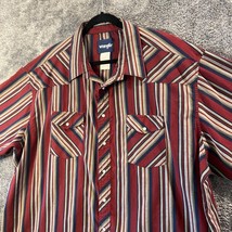 Wrangler Pearlsnap Shirt Mens 3XL Red Striped Western Cowboy Formal Rode... - $12.09