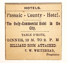 1895 Passaic County Hotel Victorian Advertisement New Jersey Whitehead F13M - $19.99