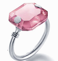 Baccarat Marie Helene De Taillac PINK Crystal Ring Matte 925 Silver 6.5 ... - $276.21