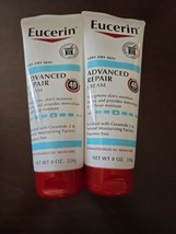 2 Eucerin Advanced Repair Cream Very Dry Skin FF Lotion Ceramide 8 OZ  - £20.18 GBP