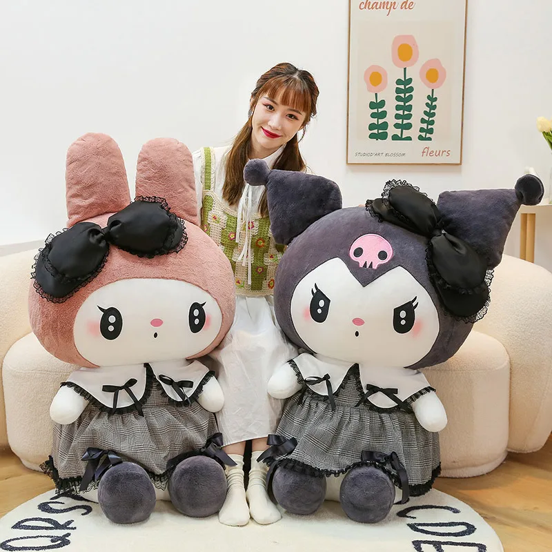 Sanrio Black Kuromi Mymelody Plush Stuffed Dolls Kawaii Cartoon Sofa Cushion - £17.46 GBP+
