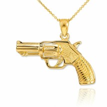 14k Gold Revolver Gun Western Pistol Handgun Ammunition Firearm Pendant Necklace - £220.52 GBP+
