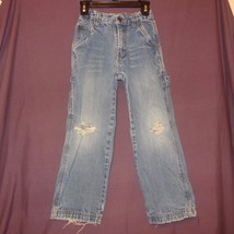 Jeans Denim Blue Carpenter Fit Boys  Size 7 Cherokee Ripped Knees Play - £7.85 GBP