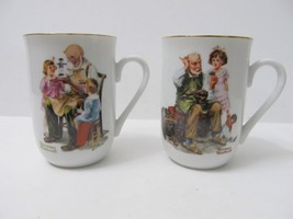 2 Norman Rockwell Museum Coffee Mugs Cups Toymaker Cobbler Ceramic - $22.86 CAD
