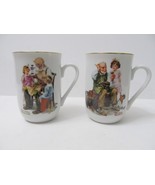 2 Norman Rockwell Museum Coffee Mugs Cups Toymaker Cobbler Ceramic - $22.86 CAD
