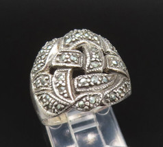 925 Sterling Silver - Vintage Marcasite Cutout Art Deco Ring Sz 7.5 - RG25502 - £29.65 GBP