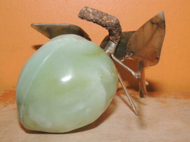 Vintage Chinese Agate / Jade Peach Branch Leaves Celadon Green Jadeite N... - £66.14 GBP