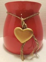 RED CERAMIC FLOWER POT with GOLD HEART CHARM - VALENTINES DAY - 6&quot; HUXLEY - $14.99