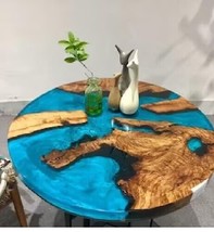 Round Epoxy Table, Round Coffee Table, Resin Wood Table, River Table, Home Decor - £263.37 GBP+
