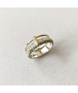 Unique double sterling silver ring with gold accent, Modern minimalist ring - £223.54 GBP
