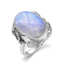 Oonstone rings for men women s 925 sterling silver jewelry ring with big stones 11x17mm thumb200