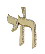 Hebrew Life Sign  Chai Charm in Yellow Gold with Diamonds  - €1.662,26 EUR