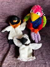 Lot of The Puppet Company Black & White Plush Penguin Aurora Pirate Parrot Brown - $14.89
